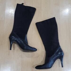 Worthington Black Suede and Leather Knee High Boots Ladies Size 8.5